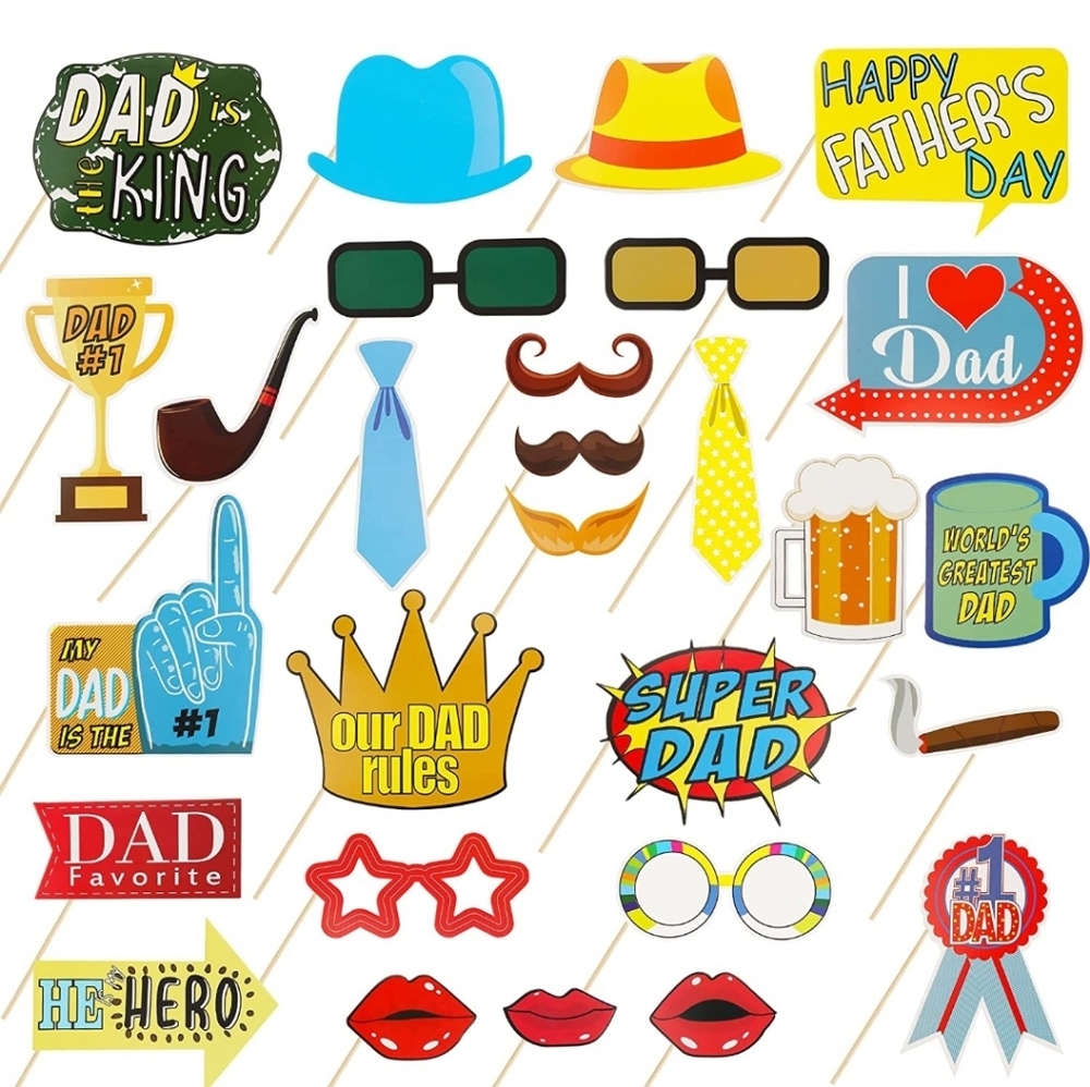 New 28Pcs Father's Day Photo Props, Happy Father's Day Photo Props…